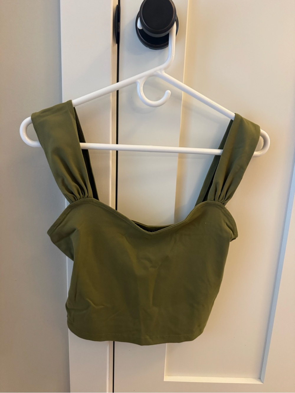 Abercrombie & Fitch Olive Square-Neck Crop Tank